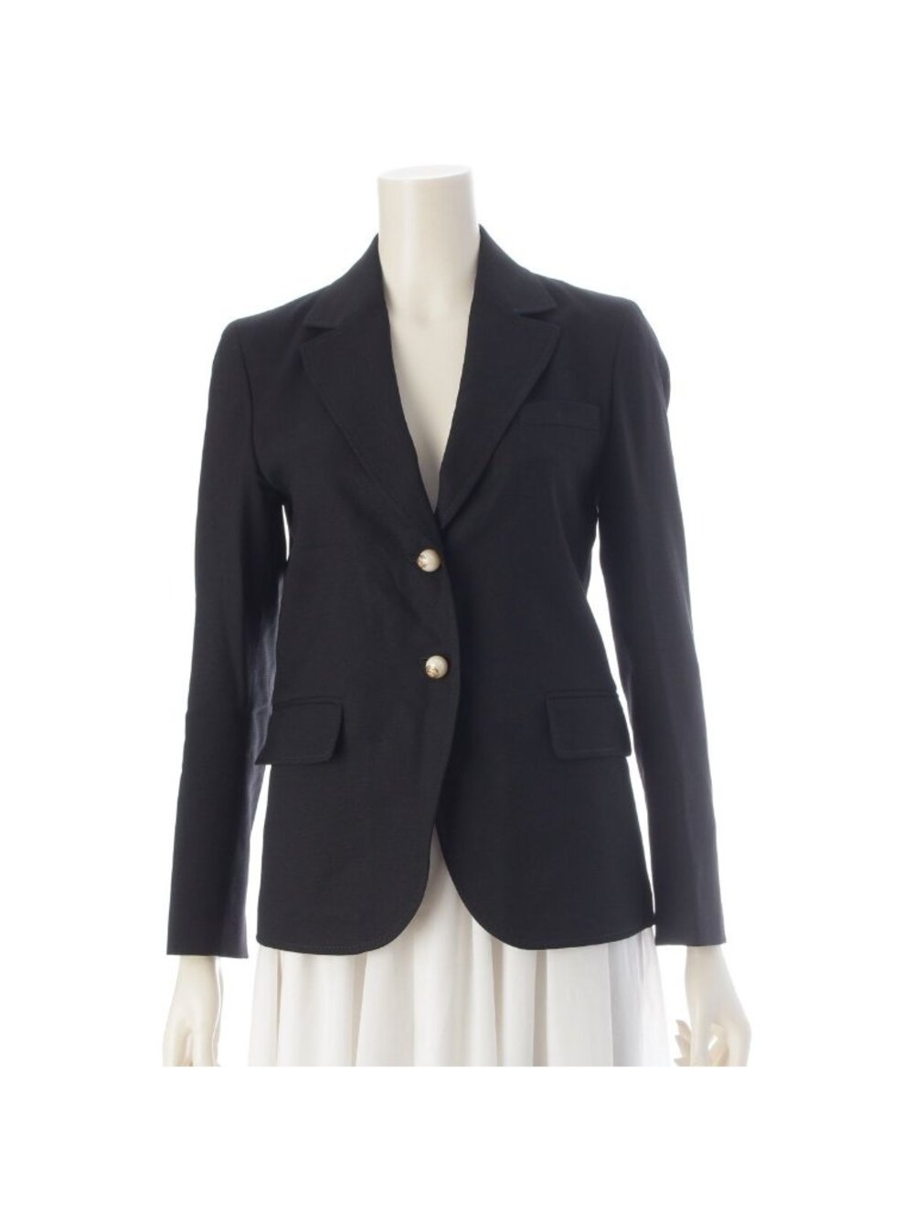 Gucci Wool Cotton Rayon Pearl Button Tailored Jacket Top Black 40
